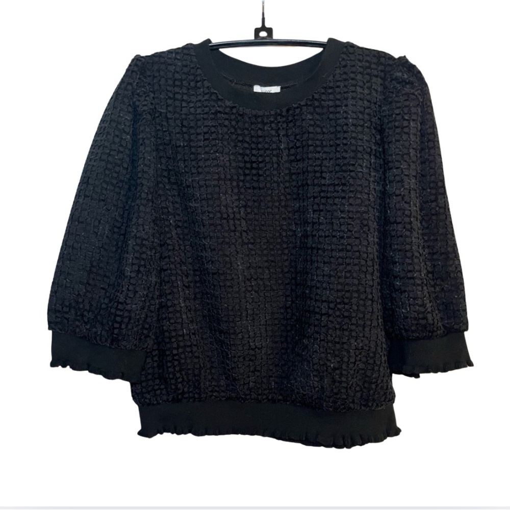 Chic Black Textured Women's Sweatshirt